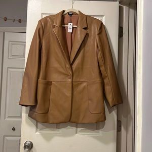 NWT Express Faux Camel Leather Oversized Blazer